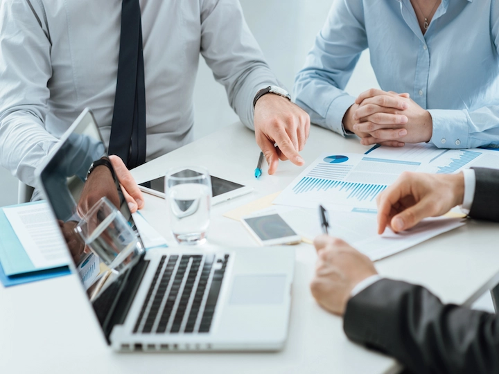 Company employees cooperating